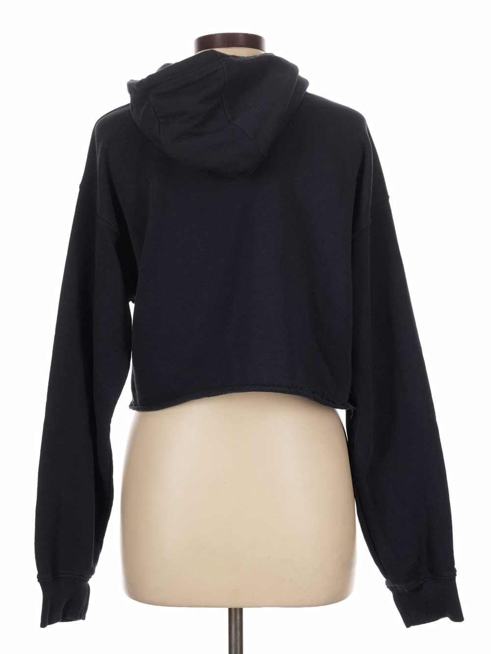 Adanola Blue AS Raw-hem Cotton Blend Crop Hoodie - Size L - Picture 10 of 14